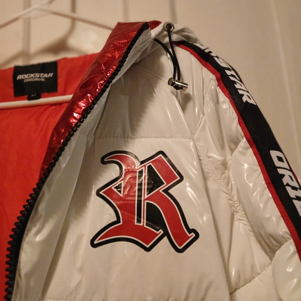 Rockstar White and Red Puffer Jacket - Picture 3 of 7